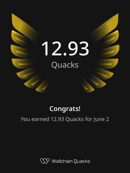 The image features a black background with an award logo for a Quacking App, designed in yellow and gold colors. The logo displays "congrats" and "You earned 12.93 Quacks" at the bottom of the frame. This is likely part of a social media post about the app, possibly sharing this achievement with followers or encouraging them to try it out themselves.