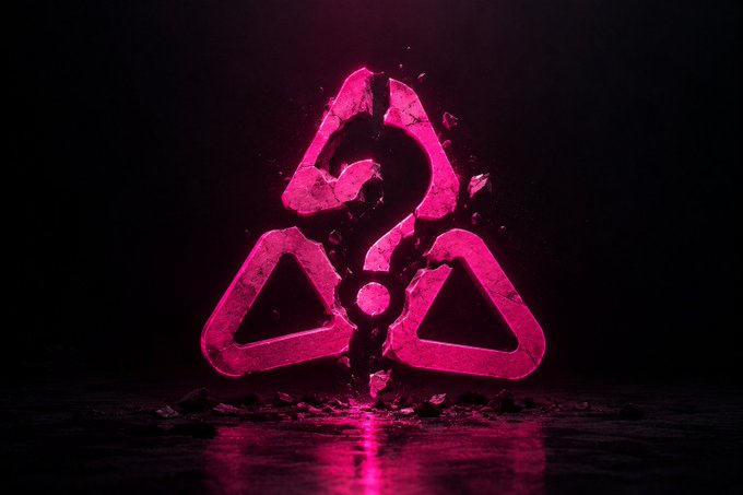 A glowing pink 3D rendering of the Compound crypto protocol logo (three interlocking rings with a circle) appearing to shatter against a black background.