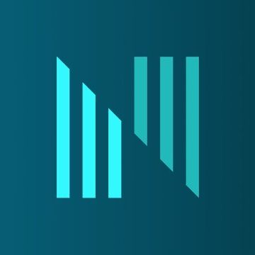 A minimalist logo design featuring a stylized letter "N" composed of vertical bars in teal/cyan color against a dark teal gradient background.
