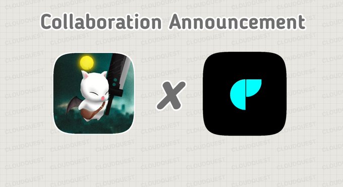 A "Collaboration Announcement" graphic featuring a white cat character wielding a sword next to an "X" and the teal Poloniex logo, promoting a partnership between the Cloud Quest gaming NFT project and the Poloniex exchange.