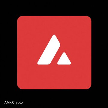 The Avalanche (AVAX) cryptocurrency logo, featuring a stylized white 'A' shape on a red rounded square background, labeled 'AMk.Crypto'.