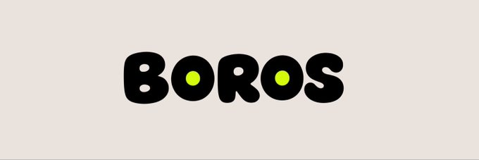 The wordmark logo "BOROS" in rounded black letters with bright green dots on the two 'O's, set against a beige background.