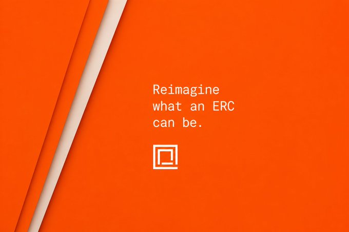 An orange and white graphic with the text 'Reimagine what an ERC can be.' and a square logo.