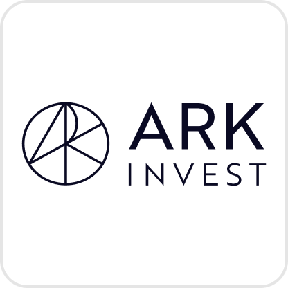 The image displays the ARK Invest logo, featuring a stylized circular emblem alongside the company's name in dark navy text. The logo relates to the post as it represents the firm mentioned in the news about ARK Invest's evolving view on stablecoins and their long-term bullish outlook on Bitcoin.