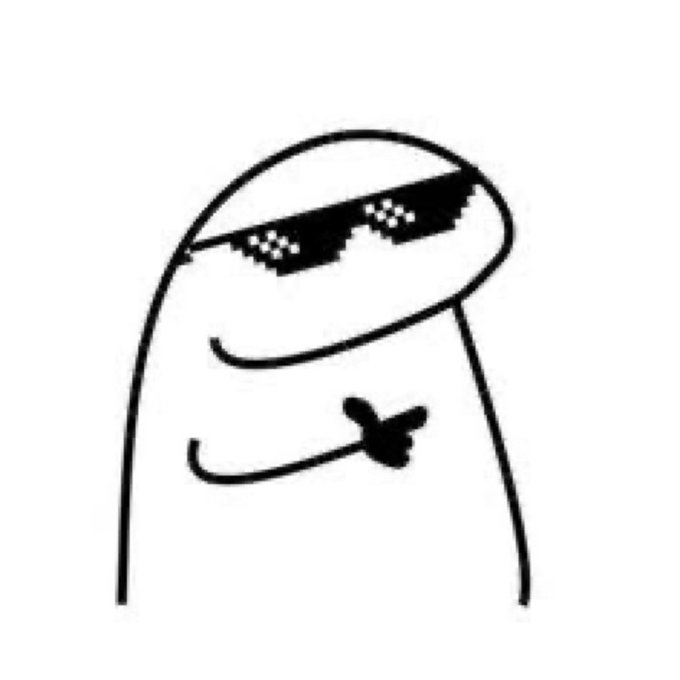 A simple black-and-white cartoon drawing of a smiley figure wearing pixelated "deal with it" sunglasses with a cigar in its mouth.