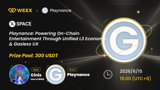 The image features a black background with white text that reads "WEEX X Space" at the top, followed by "Powering On-chain Entertainment Through United  L1vE" below it. There are three circles, each containing different information related to prizes and giveaways on Twitter. The text is positioned centrally in the photo, making it easily readable and visually appealing against the black background.