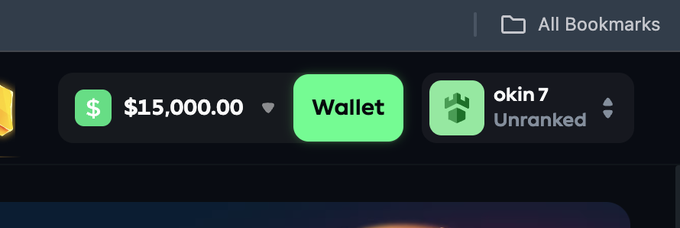 The image shows a Gamdom betting interface displaying a wallet balance of $15,000.00 for user "okin 7" with an unranked status, illustrating the gambling site's sponsorship of streamers like @Romer and @_sean0x mentioned in the emotional post celebrating a significant win.