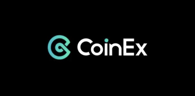 The CoinEx cryptocurrency exchange logo, featuring a teal circular icon next to the white 'CoinEx' text on a black background.