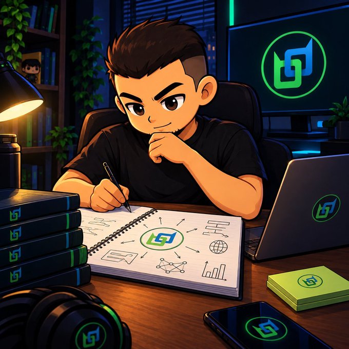 A focused young man studies intently at a desk, sketching diagrams in a notebook about the BeldexCoin ($BDX) logo, surrounded by branded merchandise, books, headphones, and a laptop—visually representing his deep dive into researching Beldex's ecosystem features like masternodes, BNS, and privacy tech.