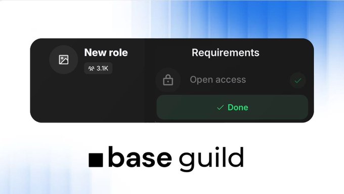 The image is a screenshot of an interface from a mobile application, showing various elements such as a "New Role" button, a "Requirements" section, and a "Doing Done" checkbox. The post is related to the update of a new guild role within a cryptocurrency development project.