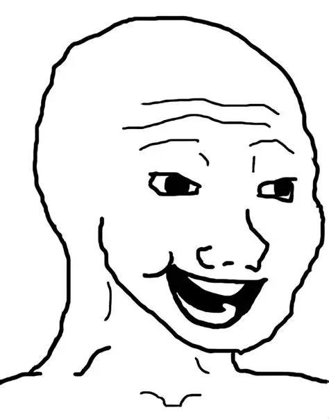 A simple black-and-white line drawing of a bald, smiling "Wojak" character with an exaggerated cheerful expression. The meme pairs with the post promoting the $NORMIE token, using the widely recognized "Normie Wojak" face to appeal to everyday crypto investors with the tagline "Buy $normie before its late" alongside the contract address.