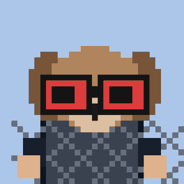 A pixel-art character with brown hair and large red-framed sunglasses, surrounded by scattered gray pixels, serves as the mascot for the "Arcins" NFT collection featured in the post.