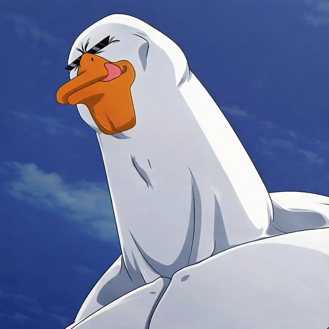 A cartoon goose wearing a sheet like a ghost with its tongue sticking out is shown against a blue sky. The image humorously represents the "strictly under wraps" concept mentioned in the post, symbolizing secrecy around the upcoming Fhenix announcement.