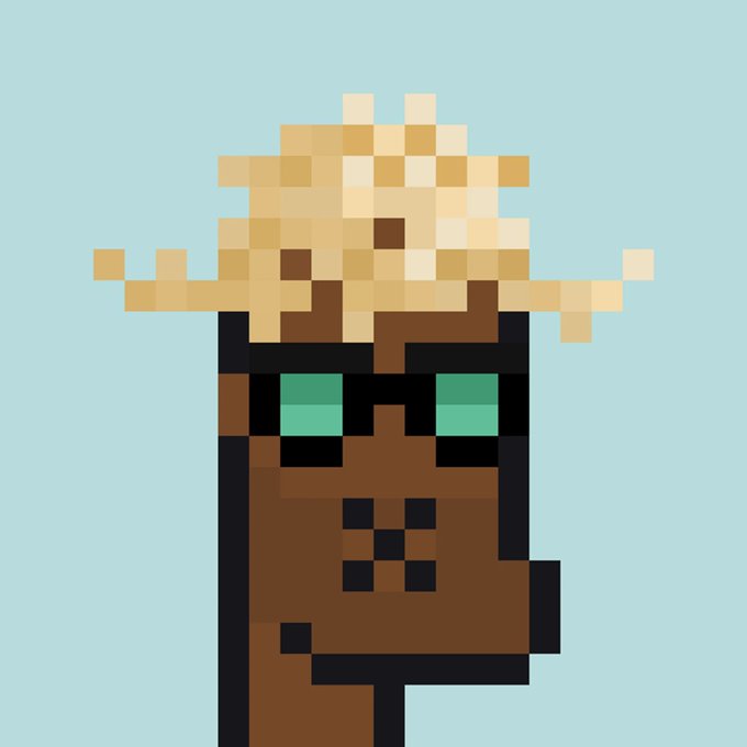 A pixel art character with green eyes wearing a straw hat, likely a stylized representation of a warning sign against the light blue background, reinforcing the urgent "last warning" message in the post about the @XPUNKNFTs collection.