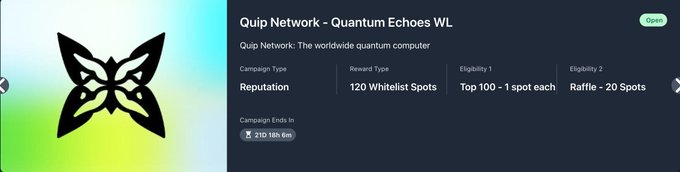 urnet network Quantum Echoes logo and a list of whitepoints with their respective reputations.