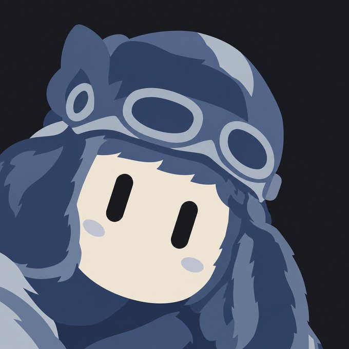 A simple digital illustration of a cute character wearing a furry hat with goggles, set against a dark grey background.