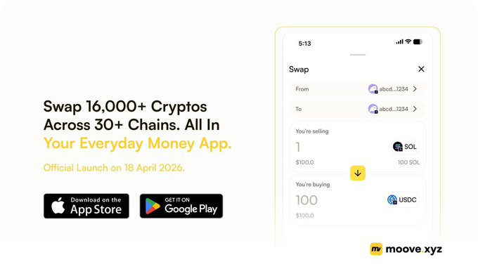 The image features a white background with black text, including an advertisement for a crypto wallet app called @moovexyz. The main focus of the image is a cell phone displaying the app's interface, which includes a list of available apps on the screen. The text in the image emphasizes the importance of reliability and ease-of-use when it comes to cryptocurrency wallets, suggesting that the app provides a user-friendly experience for its users.
