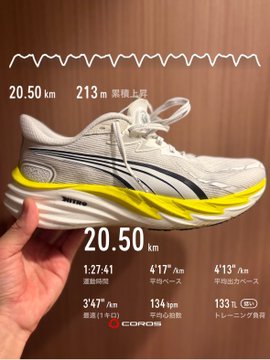 The image features a person's hand holding up their foot, with a shoe attached to the top of the foot. The shoe has yellow and white colors, and there are numbers displayed next to it that seem to represent some sort of data or measurement. The background is blurred out, but the focus remains on the shoe and its accompanying information.