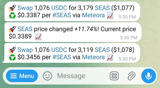 The image shows a screenshot of a message from a messaging app, which appears to be a chat or text conversation between two people. The message contains several emojis and exclamations, indicating an emotional tone. One of the messages includes a reference to whales and their accumulation in USDC (United States Dollar Coin), suggesting that there is some sort of discussion about whale-related content or a comparison with the USDC coin's value.

The image also contains text elements such as "Whales are accumulating $SEAS Keep fading while others get the highest yield DeFi can offer". This message seems to be related to the topic of whales and their accumulation in USDC, possibly discussing the value of the coin or a comparison between different coins.