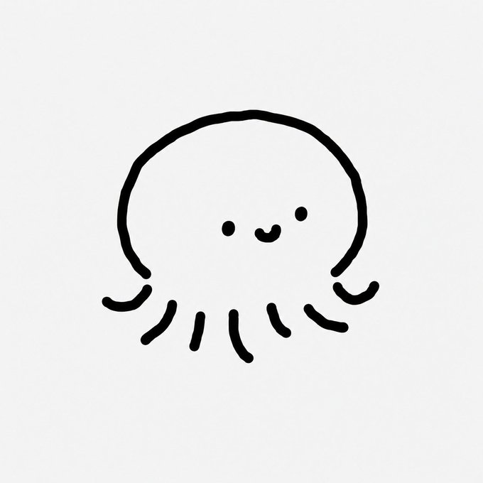 A simple black-and-white line drawing of a cute smiling octopus with the caption relating to discovering an early "alpha" cryptocurrency project called Robinhood Chain on social media.