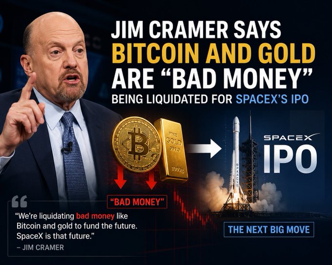 The image features a man, likely an expert or authority figure, talking about the relationship between Bitcoin and gold with respect to investing. The background of the image has a mix of blue and red colors. There are two large blocks of text that provide detailed information related to the discussion on this topic.