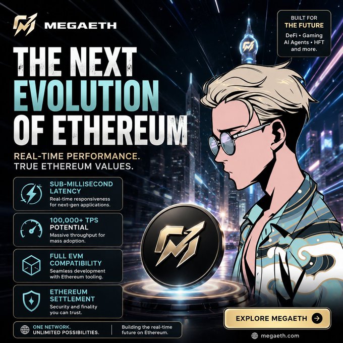 The image features a man wearing sunglasses and glasses standing next to a coin. The text above him reads "THE NEXT EVOLUTION OF Etherium", which suggests that he might be talking about the evolution of Ethereum, possibly related to real-time performance or the future of cryptocurrency.