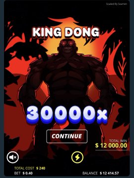 A screenshot from a Stake casino slot game called "King Dong" shows a massive 30,000x multiplier win totaling $12,000.00 on a $0.40 bet, with the user announcing a $500 bonus buy giveaway in celebration of back-to-back max wins.
