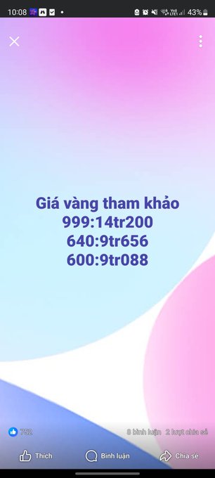 The image shows a phone screen with a message displayed, which appears to be in a foreign language. The text includes numbers and symbols that are not familiar to me. The background of the image features a gradient of colors, including shades of pink, blue, white, and purple. The phone is positioned at the bottom center of the frame, with the focus on the message displayed on the screen.