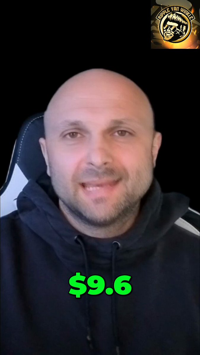 The image features a bald man wearing a black hoodie, sitting in a chair with his face turned towards the camera. The background of the photo is dark, making him stand out even more. There are two green numbers displayed next to the man's face, which appear to be related to the post about meme coins and XRP integration into the daily forex market.