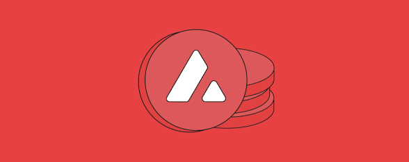 Red graphic featuring a stylized white 'A' logo on a circular coin with additional coins stacked behind it, set against a solid red background.