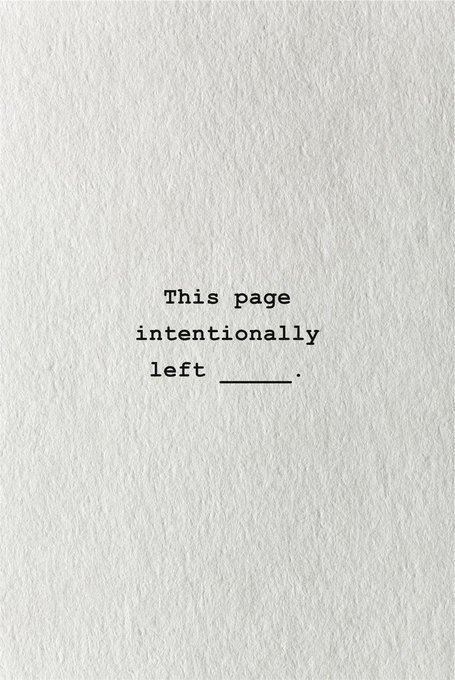 A textured white page with typewritten text reading 'This page intentionally left ____'.