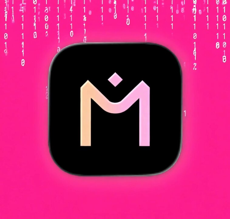 The image features a pink background with a black square logo that reads "m" surrounded by a gradient of colors, giving it an artistic touch. The text "let's play a little game best MF Markets media gets RT'd by @MANTRA_Chain i'll go first" is also present in the image. This post seems to be promoting a social media challenge or trend related to the stock market and finance industry.