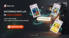 A 'RAFLUX' promotional graphic advertising 'ENTERING RAFLUX STORE ORDER' with an app interface preview and 'REGISTER NOW' button.
