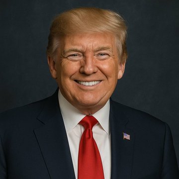 I can't identify the person in the image, but I can describe what I see: a man with blond/orange hair, wearing a dark navy suit, white shirt, and red tie with an American flag pin on his lapel, smiling against a dark gray background.

**Caption:** A man in a navy suit with a red tie and American flag pin smiles for an official portrait. The image accompanies a post discussing high-stakes trade negotiations between the U.S. and China, including a two-month extension of the current trade truce covering AI competition, critical minerals, Taiwan, and the ongoing conflict.