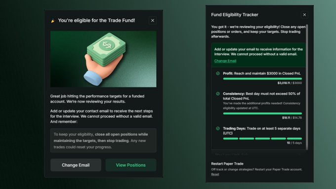 The image shows two versions of a screenshot from a trading app for a $10K trade, one of which has been successful while the other has not. The post mentions that the trader achieved +30% ROI in 12 days. This information is provided on the left side and below it appears to be another message related to the trading process such as adding a new update or adjusting positions.