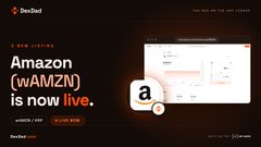 The image shows a DexBod "Live Listing" announcement celebrating that Amazon (AMZN) is now live on the platform, displayed alongside a tokenization interface representing Amazon's $3 trillion market cap milestone—highlighting how the XRP Ledger has tokenized the trillion-dollar club including Apple, Microsoft, Nvidia, Alphabet, and now Amazon.