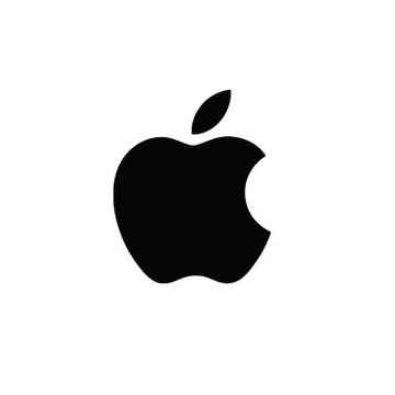The image features the iconic black silhouette of the Apple logo paired with a stylized doge/Dogecoin symbol incorporated as the bite mark, illustrating the intersection of Apple and cryptocurrency. This visualizes the post's announcement about Apple approving its first iOS game to accept Dogecoin payments.