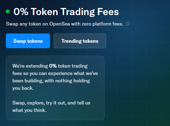 The image shows an advertisement for trading services, with a focus on token trading. There are several coins displayed within the image, including two that appear similar, likely representing different tokens. The text on the image suggests that there might be a plan to release airdrop farmers once the 0% fees period has ended. The background of the image also displays a blue grid pattern with black and green squares.