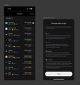Two mobile app screenshots display the "Explore RUJI Swaps" interface, where users can view and initiate native cross-chain swaps powered by THORChain without KYC. The interface shows a list of available trading pairs with various tokens, reflecting RUJI Swap's capability to enable decentralized native asset swaps directly from users' wallets.