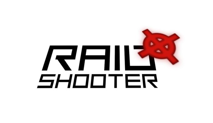 A logo design reads 'RAIL SHOOTER' in bold black futuristic lettering, accompanied by a red skull-and-crossbones symbol with gear-like eyes.