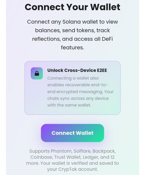 The image shows a page of text that appears to be an explanation about connecting a wallet, specifically for a cryptocurrency like Solana, as part of the process of signing off an account. It suggests using an "unlock cross-device Ebee" button in order to enable access to your wallet on another device or platform by plugging it into the connected device. The text is written in black and white, but its main message is clear: Solana users are provided with a means of accessing their wallet through a connection process via an external device and app.