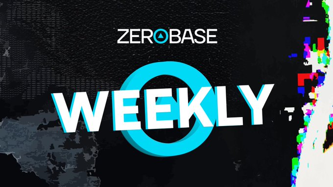 A bold graphic featuring the "ZEROBASE" logo and the word "WEEKLY" in large white text with a teal circular design element on a dark, glitch-styled background. This header image introduces ZEROBASE's weekly recap covering ZBT's trading range of $0.09–$0.11 between July 20-26.