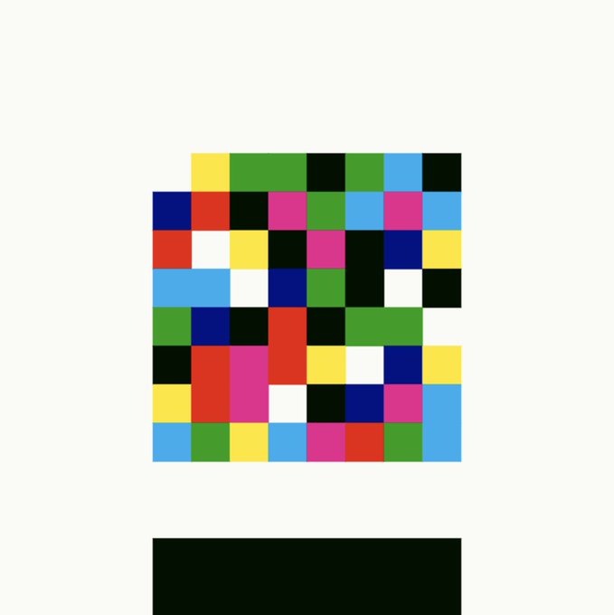 A pixelated logo composed of a colorful grid of squares in various hues including red, yellow, green, blue, and pink.