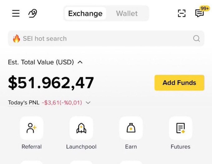 A screenshot of a cryptocurrency exchange dashboard showing an estimated total value of $51,962.47 with a $3.61 daily PNL, alongside a post promising a $400 giveaway to 2 followers with no conditions. The image displays the user's portfolio balance to lend credibility to their giveaway announcement, despite only having 2 followers as mentioned in the post.