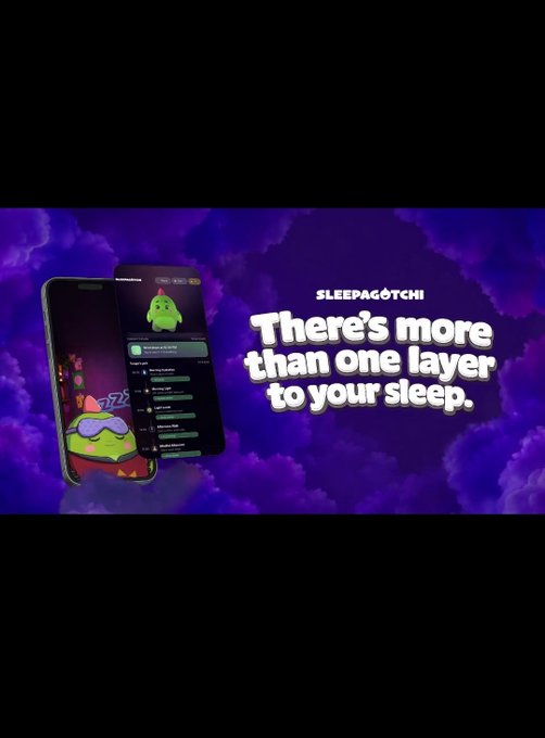The image features two cell phones placed side by side, with one of them displaying an advertisement for a sleep app called "Sleepagotchi". The text on the advertisement reads "There's more than one layer to your sleep." This suggests that the app is designed to help users understand and improve their sleeping habits.