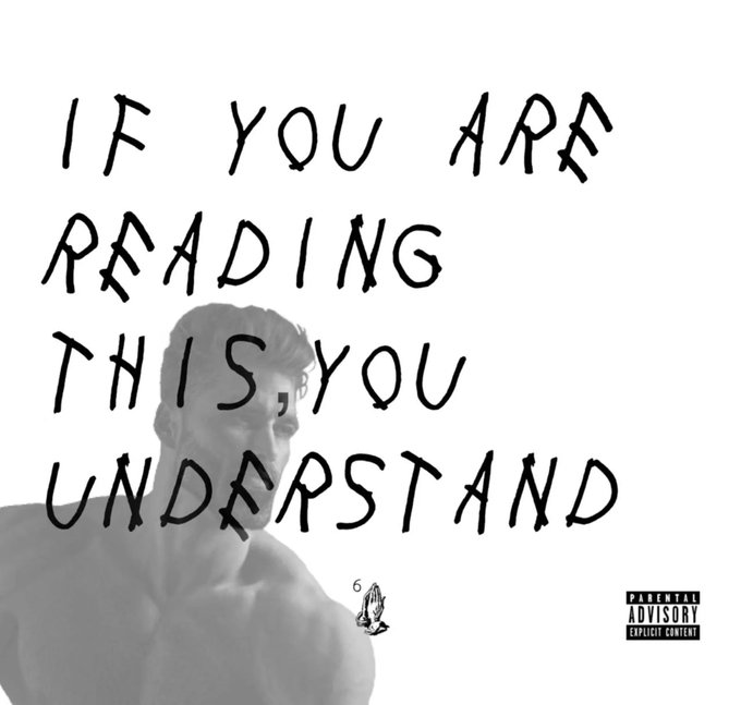 A black and white graphic featuring a shirtless man overlaid with the handwritten text "IF YOU ARE READING THIS, YOU UNDERSTAND," styled as an album cover with a Parental Advisory Explicit Content label.