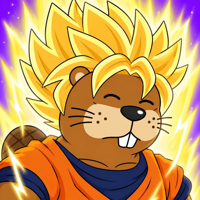 A cartoon groundhog with spiky Super Saiyan yellow hair and a glowing yellow aura, wearing an orange gi over a blue shirt, humorously fused with Dragon Ball Z's Goku to match the meme's "not my final form" reference to $Chonketha.