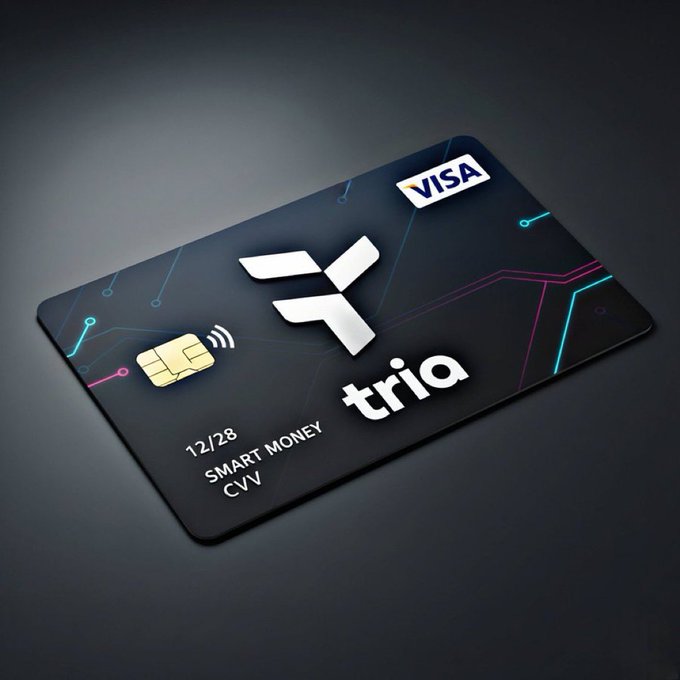 The image features a black credit card with a white logo that reads "Tria" and displays the number "12 28". The credit card has a sleek design, suggesting it's from a well-known brand like Visa or Mastercard. The text in the image also mentions the importance of focusing on what is relevant to the post, which could be related to the credit card company or the concept of smart money management.