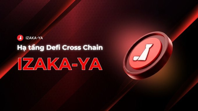 The image features a red coin with a white logo, which appears to be floating or hovering above the text "Izaka-YA". The background of the image is black, providing contrast for the red coin and making it stand out. The text "Izaka-YA" is positioned directly below the coin, emphasizing its importance in the context of the post.