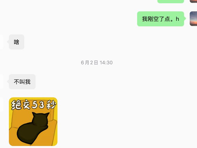 The image shows a message posted by someone, which includes an image of a cat with the text "复盘一下 $H 这笔。 6月1号我就止盈了。". The post is in Chinese and has been translated into English. The content of the message seems to be about a cat, as there's an image of a cat on it. The text includes some numbers and words that might be related to time or other information.